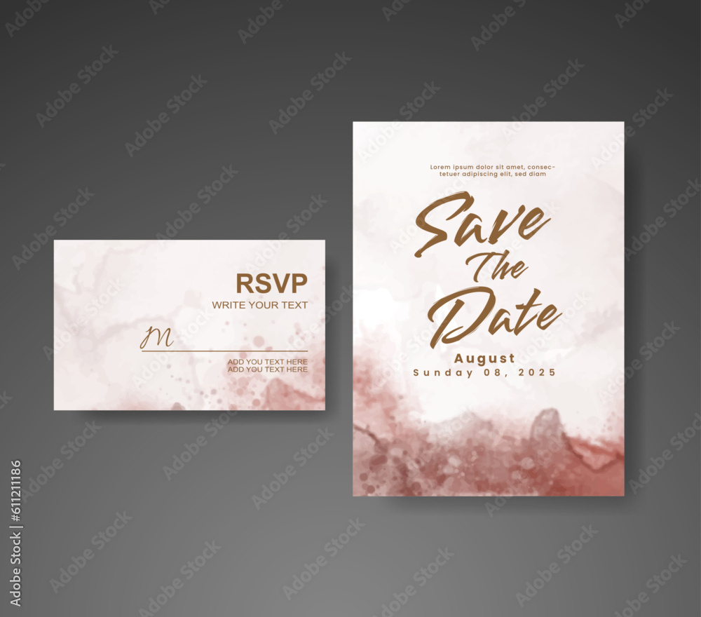 Wedding invitation with abstract watercolor background