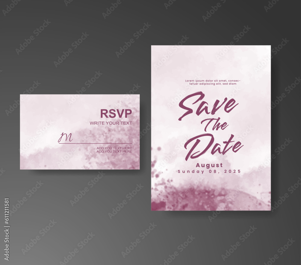 Wedding invitation with abstract watercolor background Wedding invitation with abstract watercolor background