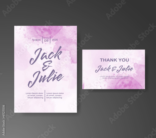 Wedding invitation with abstract watercolor background