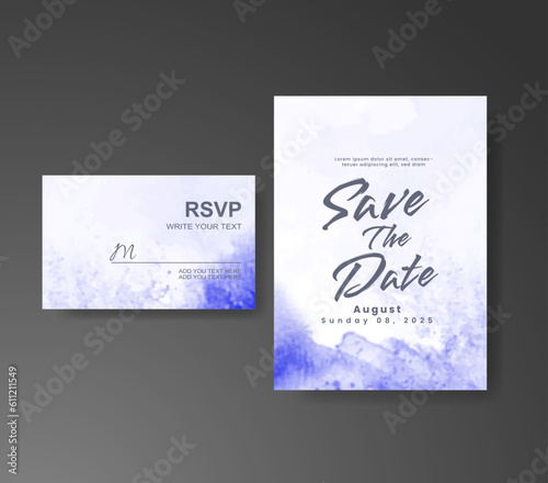 Wedding invitation with abstract watercolor background