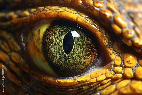Snake Eye close-up showcasing the reptiles slitted eye. generative AI