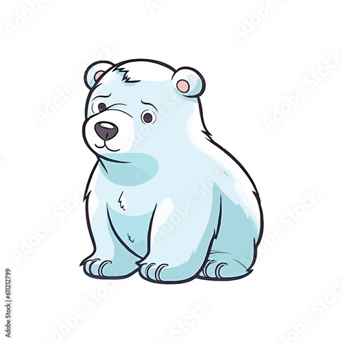 Quirky Polar Bear  Playful 2D Illustration of a Charming Ice Explorer