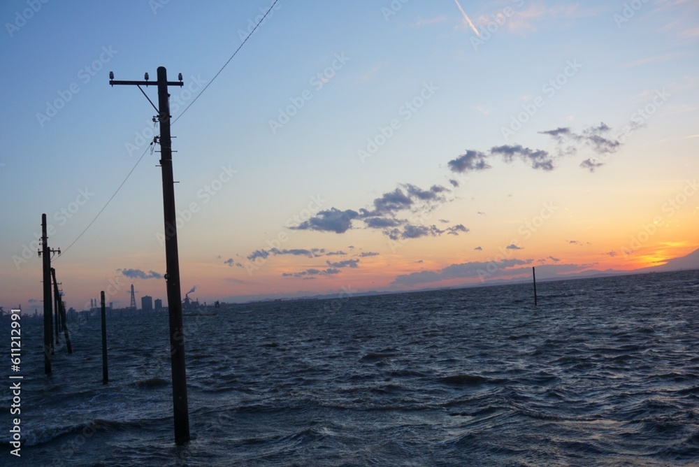 江川海岸から見える海中電柱