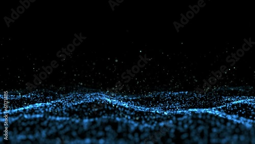 Blue digital particle wave and light abstract background