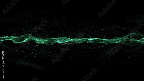Abstract green digital particle wave and light abstract background
