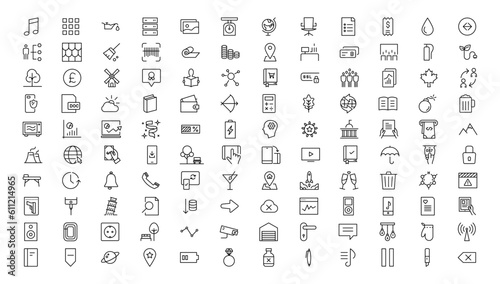 Set of thin line web icon set, simple outline icons collection, Pixel Perfect icons, Simple vector illustration