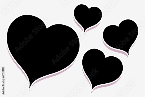 4 Blank heart square photo frames template in a simple creative layout. Used as a printable photo collage or a mock up for album pictures or photographs of  love, romantic or anniversary events.