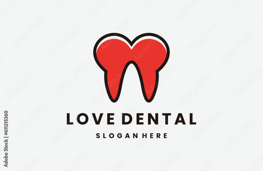 abstract dental logo with love creative different elements concept Premium Vector