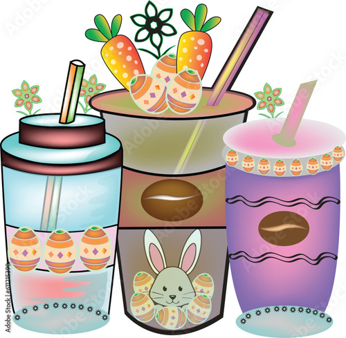 illustration of a easter  glass of coffee