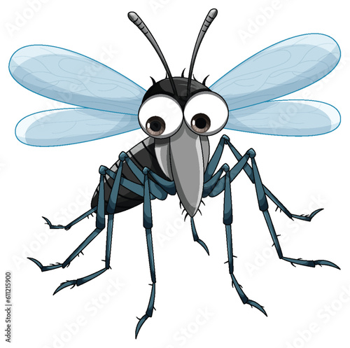 Cute mosquito cartoon character flying