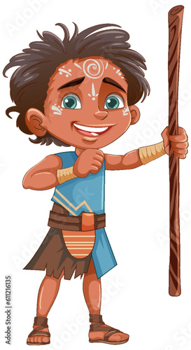 Indigenous cartoon character isolated