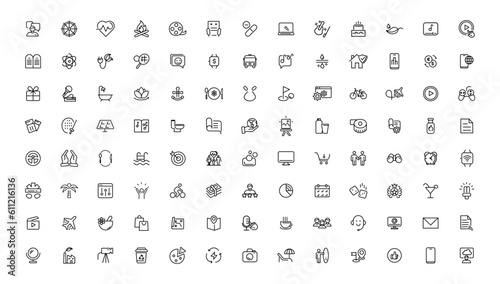 Set of thin line Lifestyle and Entertainment icon set  simple outline icons collection  Pixel Perfect icons  Simple vector illustration
