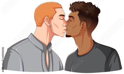 LGBTQ gay couple kissing each other