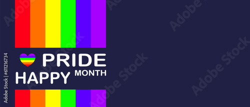 Happy Pride Month banner. LGBT pride month background. Vector illustration.