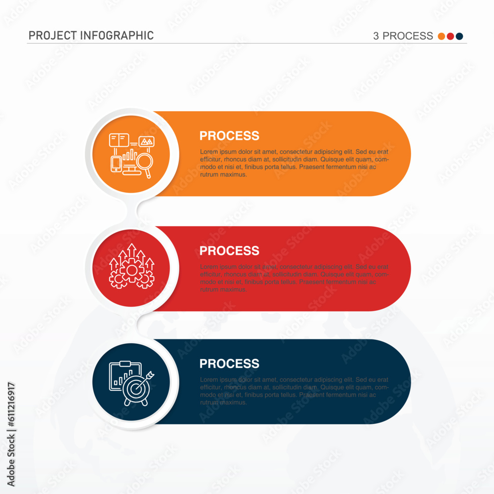 Infographic process design with icons and 3 options or steps. Infographic process design with icons and 3 options or steps.