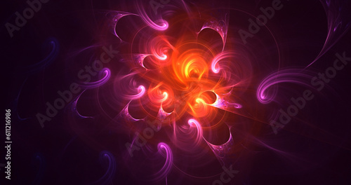 3D rendering abstract colorful fractal light background