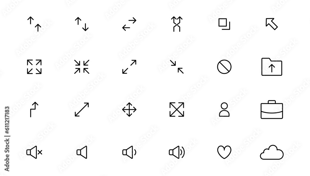 Ui UX icon set, Web and mobile user interface icon set collection.Outline icon. Ui UX icon set, Web and mobile user interface icon set collection.Outline icon.