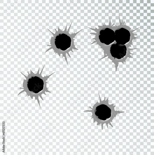 Bullet holes. Easy to place on different color or background. Vector