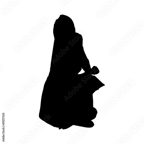 silhouette of a woman squatting