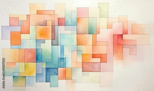 quadrangles pattern in watercolor style with pastel colors