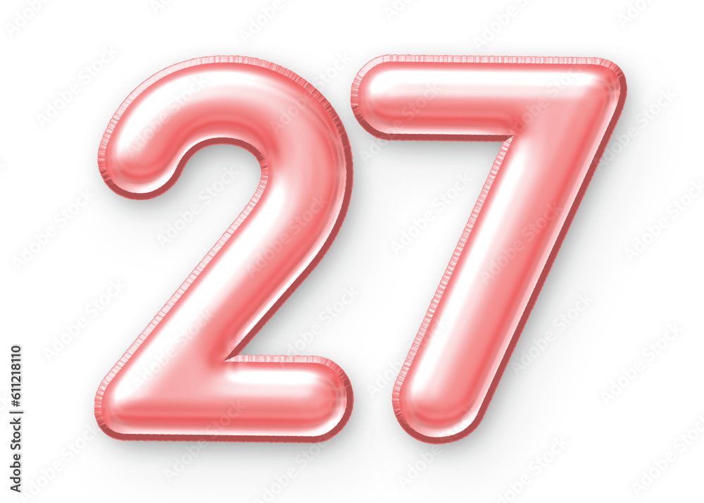 27 Number Balloon Pink