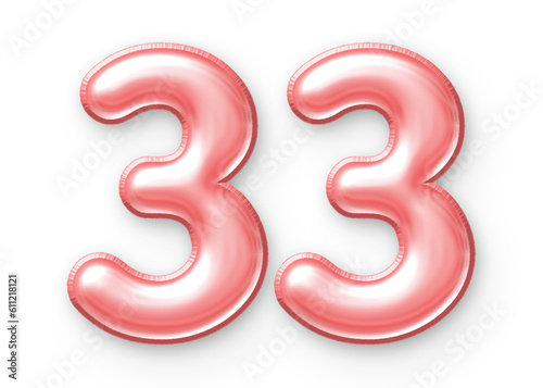 33 Number Balloon Pink