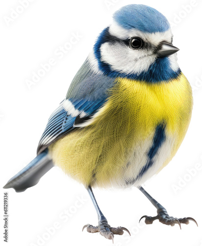 Blue tit isolated on a white background, generative AI