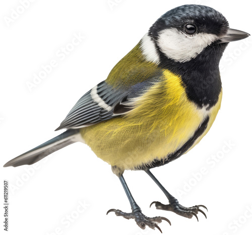 Great tit isolated on a white background, generative AI