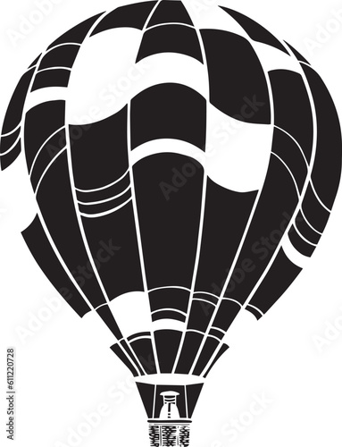 Vector black hot air balloon flat silhouette style isolated on white background