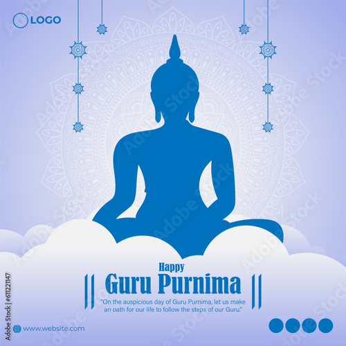 Vector illustration of Happy Guru Purnima social media story feed mockup template