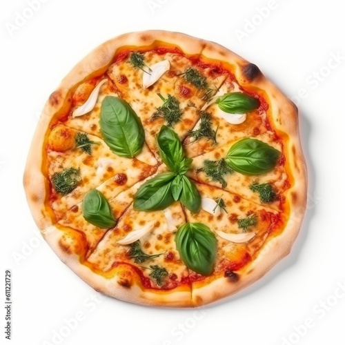Hot pizza isolated. Illustration AI Generative