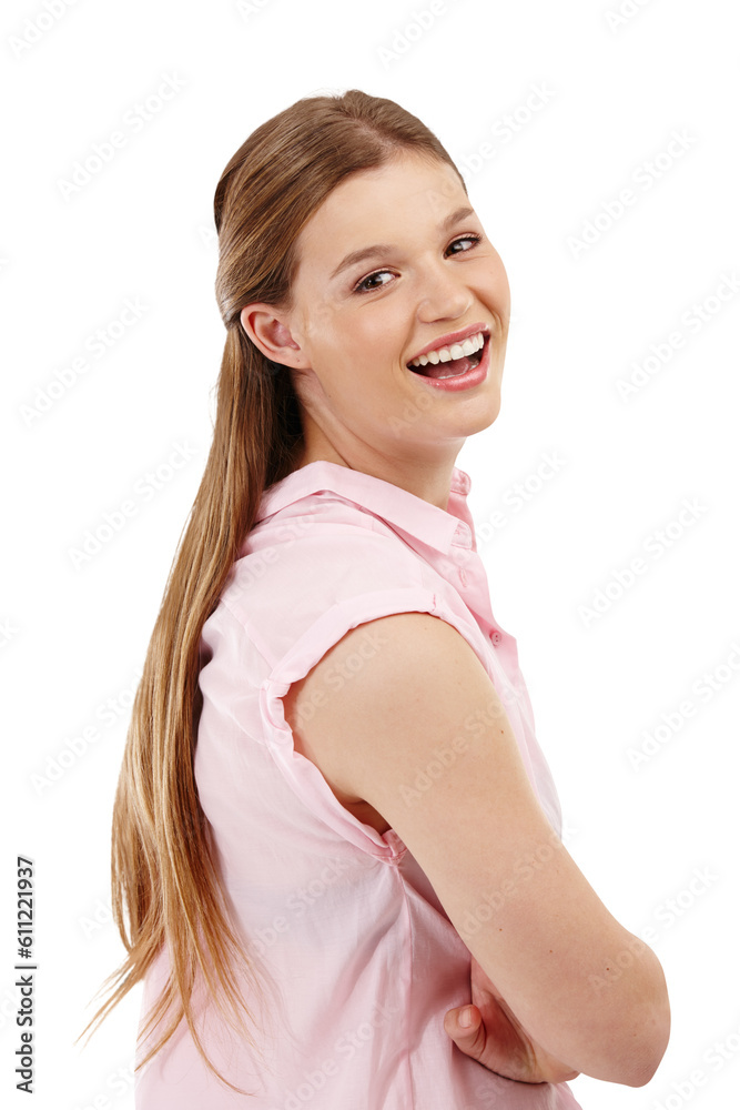Isolated woman, arms crossed and smile in portrait with excited face, fashion and transparent png background. Girl, gen z student or young female model with happiness, casual clothes and beautiful Isolated woman, arms crossed and smile in portrait with excited face, fashion and transparent png background. Girl, gen z student or young female model with happiness, casual clothes and beautiful