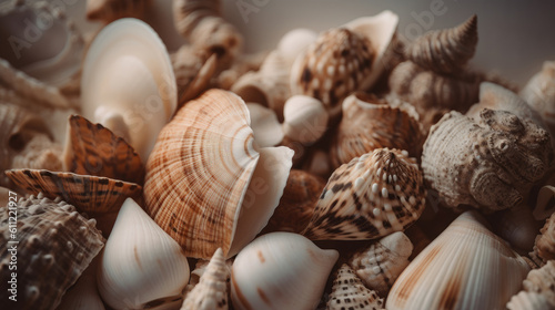 Natural shells background. Illustration AI Generative..