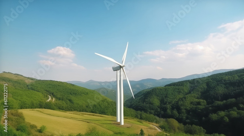 Wind turbine power generator Illustration AI Generative