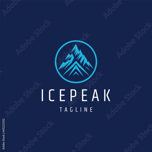 Ice peak mountain logo design vector illustration