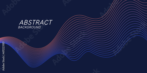 Poster with dynamic waves. Vector illustration in minimal style. Abstract background.