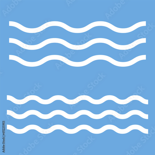 Waves icon ocean on a blue background 