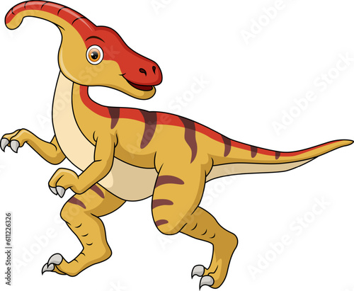 Cute parasaurolophus cartoon on white background