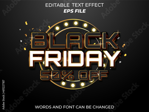 black friday text effect, font editable, typography, 3d text. vector template
