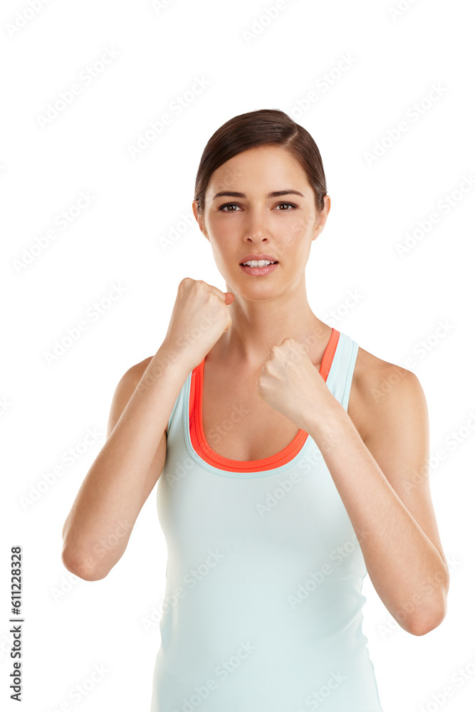Fitness, athlete or portrait of girl fighter in exercise or sports workout with warrior mindset or wellness. Fist punch, boxer or healthy woman ready for boxing isolated on transparent png background Fitness, athlete or portrait of girl fighter in exercise or sports workout with warrior mindset or wellness. Fist punch, boxer or healthy woman ready for boxing isolated on transparent png background