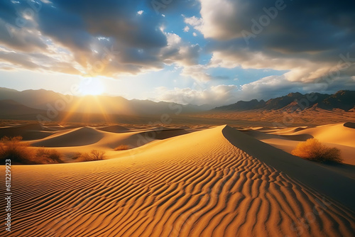 Desert sunset, AI generated