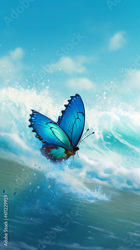 butterfly on the ocean wave 