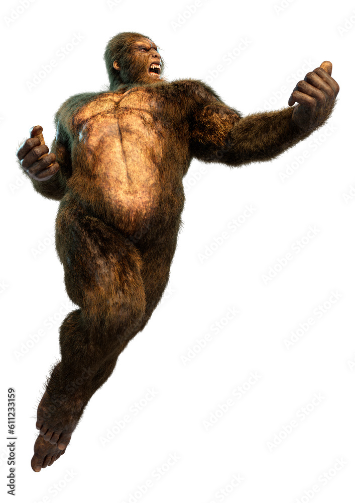 3D Rendering Sasquatch on White 3D Rendering Sasquatch on White