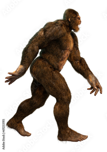 3D Rendering Sasquatch on White