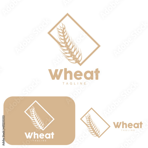 Rice Logo, Farm Wheat Logo Design, Vector Wheat Rice Icon Template Illustration