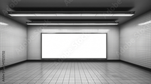 Mockup image of Blank billboard white screen posters and led in the subway station for advertising. Generative Ai © vectorizer88
