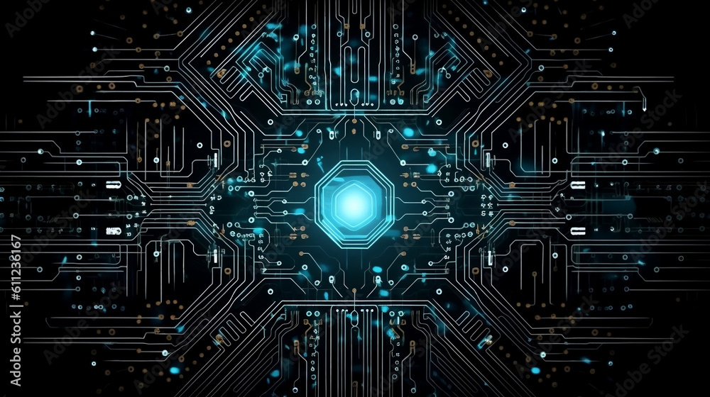 Abstract circuit board futuristic technology processing background. Generative ai. Abstract circuit board futuristic technology processing background. Generative ai.