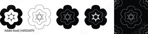 set of seamless flower patterns with different variants, geometric floral pattern collection, Beautiful romantic flower collection, outline floral patterns