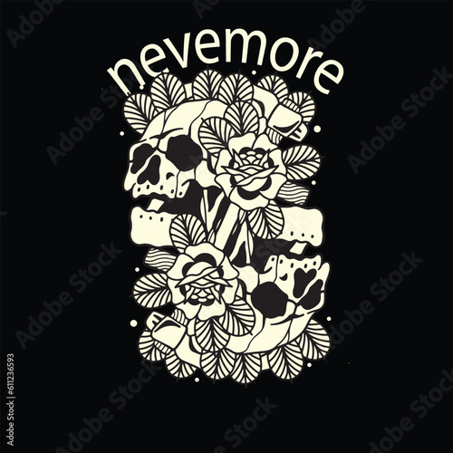 two extraction skulls vector design illustration
lives and roses for t-shirts