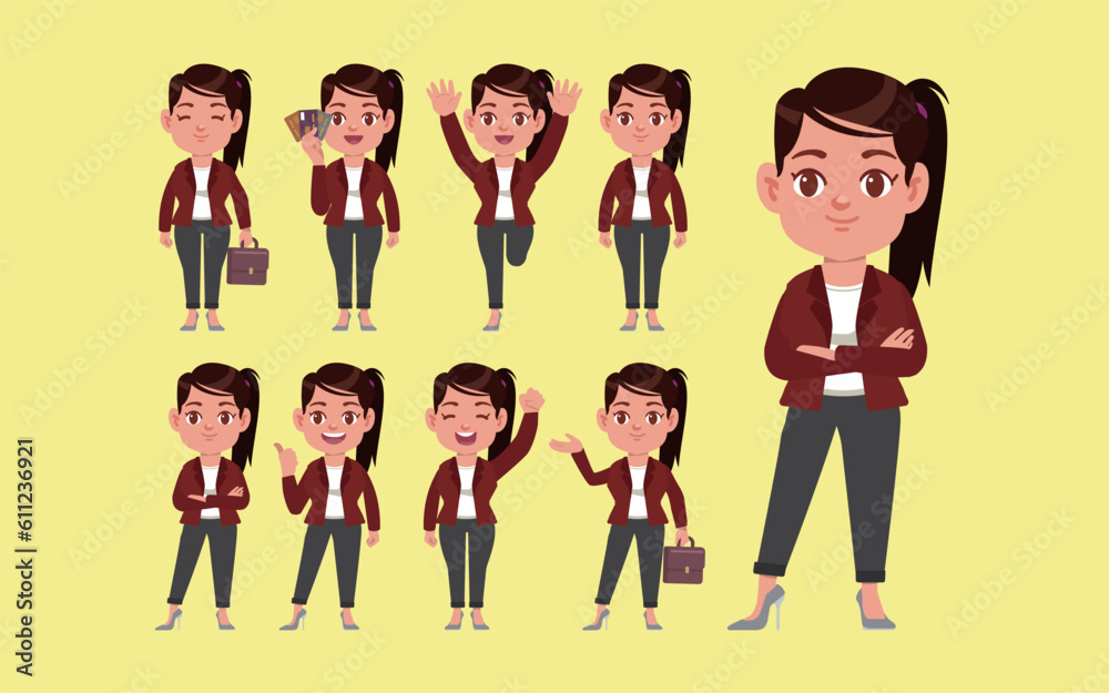 Set of people with different poses